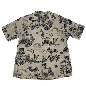 Men's Winnie Fashion Short Sleeve Button Down‎ Hawaiian Shirt Tan 2XL Islands